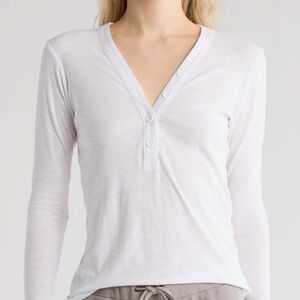 James Perse white henley long sleeve